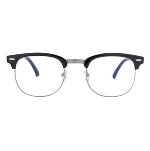 Blue Light Blocking Semi Rimless Non-Prescription Eyeglasses Blue Black